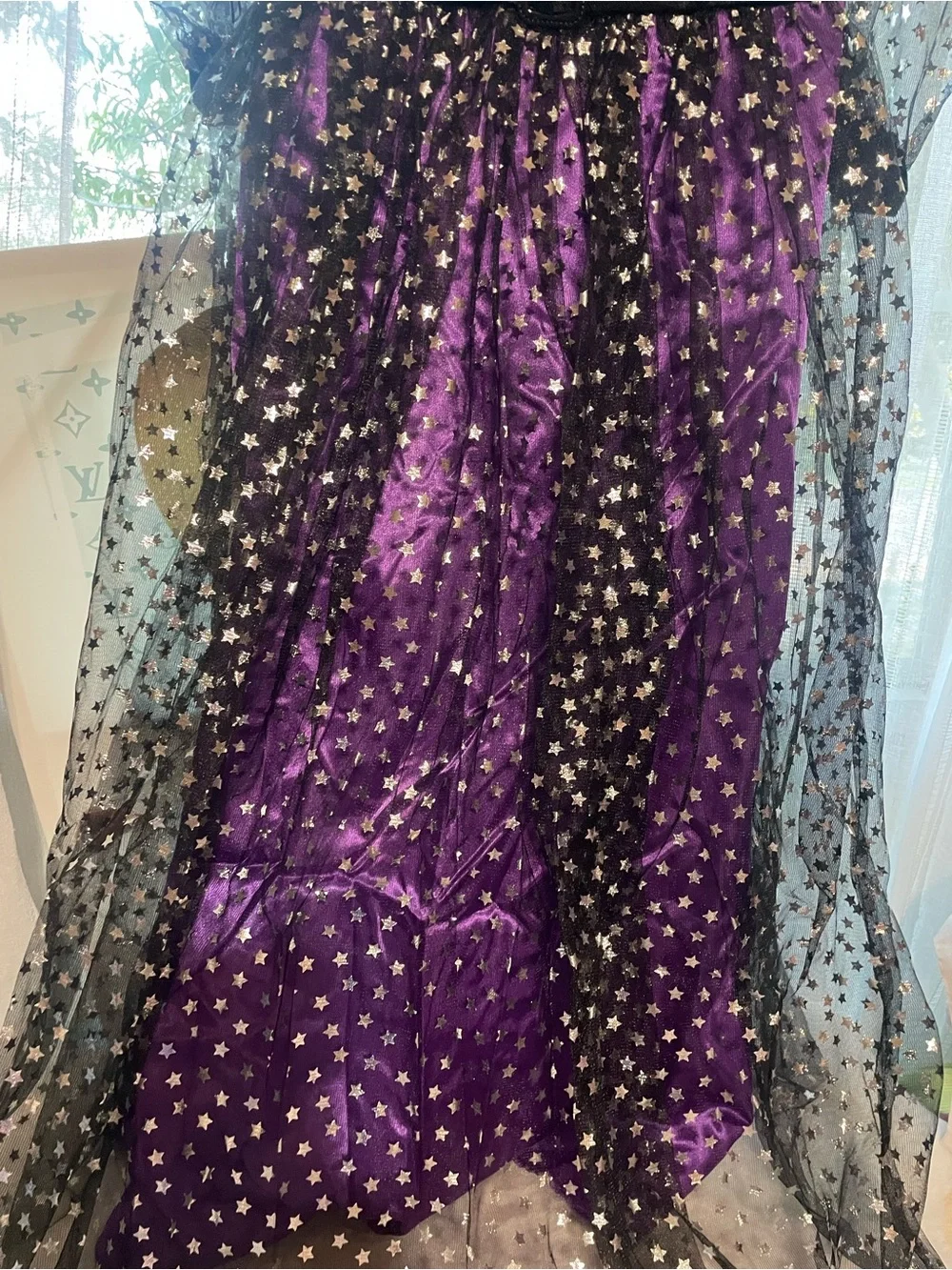 Girls' Purple and Black Star Covered Halloween Costume Dress